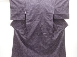 アンティーク　花唐草模様織り出し十日町紬着物